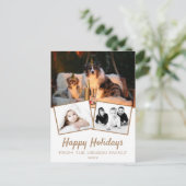 Happy Holidaysフォトコラージュ3写真 シーズンポストカード (スタンド正面)