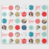 HAPPY HOLIDAYSフォトスポット喜び愛の平和レッド金ゴールド ラッピングペーパー (フラット)