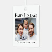 Happy Holidaysミニマモダンリストエレガントの写真 メタルオーナメント (正面左)