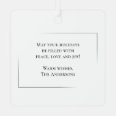 Happy Holidaysミニマモダンリストエレガントの写真 メタルオーナメント (裏面)