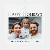 Happy Holidaysミニマモダンリストエレガントの写真 メタルオーナメント (正面)