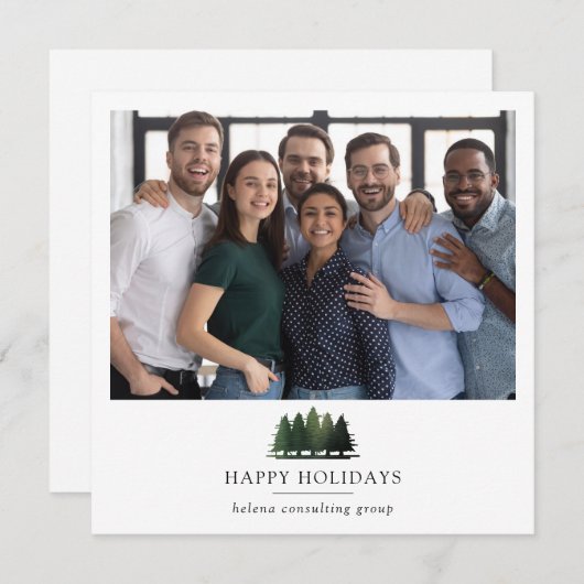 Happy Holidaysロゴ企業のクリスマス写真 シーズンカード (正面/裏面)