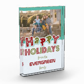 Happy Holidays写真カスタム&名前フォトブロック フォトブロック (左)