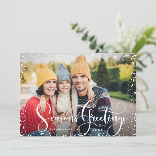 Happy Holidays写真クリスマスグリーティング シーズンカード (スタンド正面)