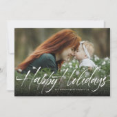 Happy Holidays手書きつや消しモダン写真 シーズンカード (正面)