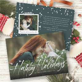 Happy Holidays手書きつや消しモダン写真 シーズンカード