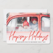 Happy Holidays手書きスクリプトの写真モダン シーズンカード (正面)