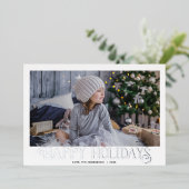 Happy Holidays書モダン道1枚 箔シーズンカード (立ち正面)