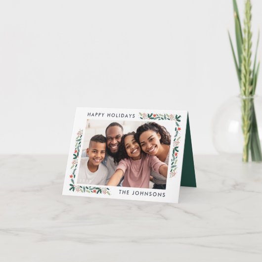 Happy Holidays植物株モダンの写真 カード (正面)