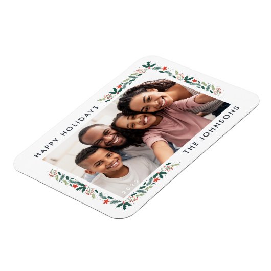 Happy Holidays植物株モダンの写真 マグネット (左側)