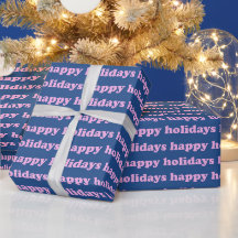 Happy Holidays | かわいいレトロ風タイポグラフィ ピンク ブルー