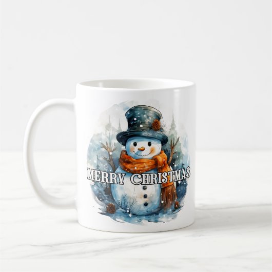 Happy Holidays | かわいい小さな雪だるま コーヒーマグカップ (左)