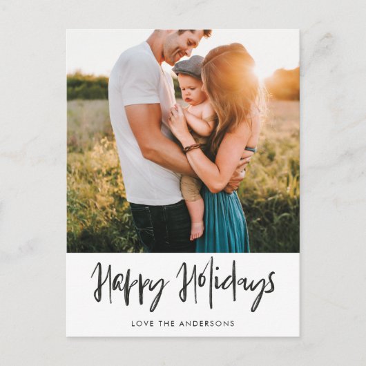 Happy Holidays カジュアル Handの書写真はがき シーズンポストカード (正面)
