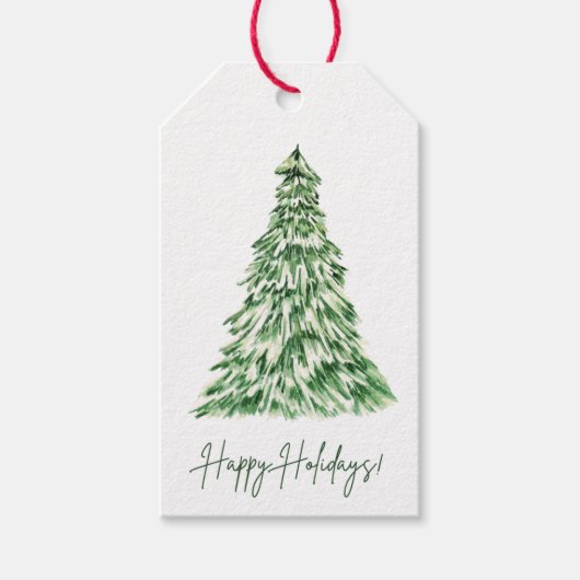 Happy Holidays ギフトタグ|水彩画のホリデータグ ギフトタグ (正面)