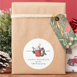 Happy Holidays | クラシックホットチョコレートクリスマス ラウンドシール