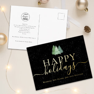 Happy Holidays コーポレートロゴ クリスマスツリー 箔シーズンポストカード