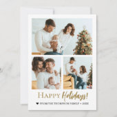Happy Holidays ゴールドスクリプト 3枚の写真 クリスマス (正面)