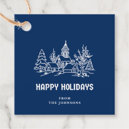 Happy Holidays | ブルー&ホワイト オーダーメイド ファミリー フェイバータグ