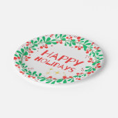 Happy Holidays ペーパープレート (アングル)