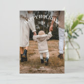 Happy Holidays モダン Christmasエレガント Photo シーズンカード (スタンド正面)