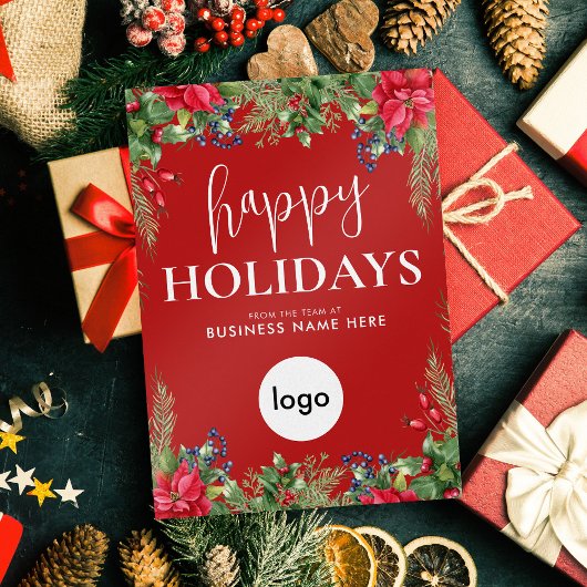 Happy Holidays モダン Christmas Business Logo シーズンカード