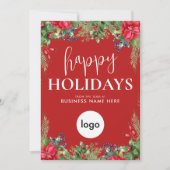 Happy Holidays モダン Christmas Business Logo シーズンカード (正面)