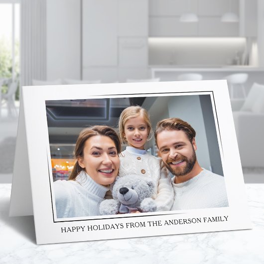 Happy Holidays モダン Familyミニマルスタイリッシュ写真 シーズンカード