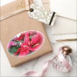 Happy Holidays 楕円形シール<br><div class="desc">クリスマスシーズンにピッタリなポインセチアのシールです☆ 《テキストは自由にカスタマイズしてください》</div>