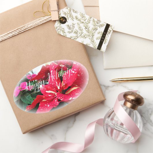 Happy Holidays 楕円形シール (ギフト)