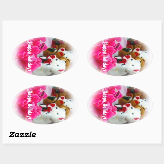 Happy Holidays 楕円形シール (シート)