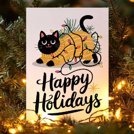 Happy Holidays 猫のイルミネーション クリスマス