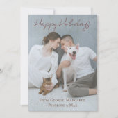 Happy Holidays 猫ママ 犬パパ エレガント 写真 シーズンカード (正面)