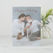 Happy Holidays 猫ママ 犬パパ エレガント 写真 シーズンカード (スタンド正面)
