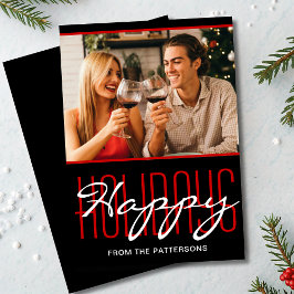 Happy Holidays 素朴 Christmasパーソナライズされた Photo シーズンカード