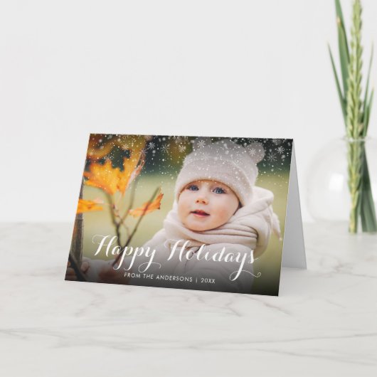 Happy Holidays 雪の写真 クラシック クリスマス (正面)