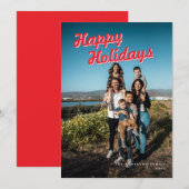 Happy Holidays 1-Photo Personalized Joyful シーズンカード (正面/裏面)