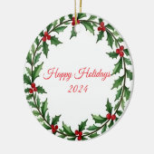 Happy Holidays 2024 | Christmas Wreath Ornament セラミックオーナメント (左)