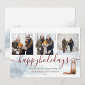 Happy Holidays 3 Photo Collage Fox Christmas シーズンカード (正面/裏面)