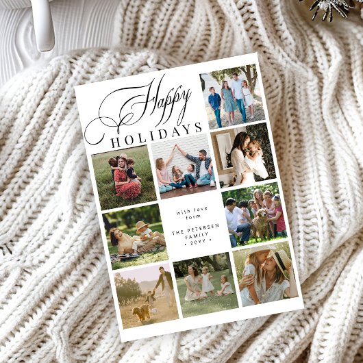 Happy Holidays 9 photo collage modern Christmas シーズンカード