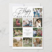 Happy Holidays 9 photo collage modern Christmas シーズンカード (正面)