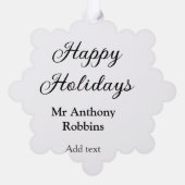 Happy holidays add name date year simple minimChri オーナメントカード (裏面)