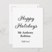 Happy holidays add name date year simple minimChri シーズンポストカード (正面/裏面)