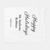 Happy holidays add name date year simple minimChri フリースブランケット (正面(横))