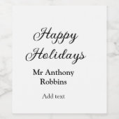Happy holidays add name date year simple minimChri ワインラベル (シングルラベル)