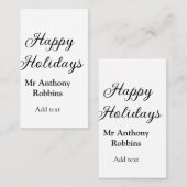 Happy holidays add name date year simple minimChri 名刺 (正面/裏面)
