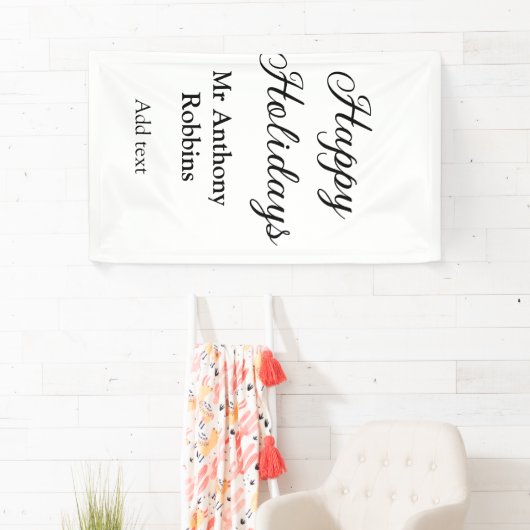 Happy holidays add name date year simple minimChri 横断幕 (インサイチュ)