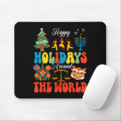 Happy Holidays Around World Christmas Hanukkah Diw マウスパッド (マウス)
