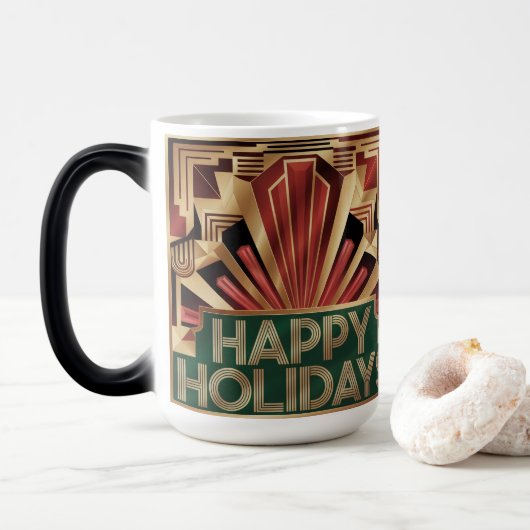 Happy Holidays Art Deco Gold Morphing Mug モーフィングマグカップ (ドーナツ)