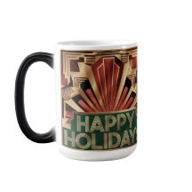 Happy Holidays Art Deco Gold Morphing Mug