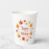 Happy Holidays Autumn Leaves Paper Cups 紙コップ (裏面)